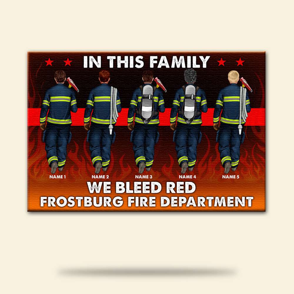 Personalized Firefighter Brother & Sister Poster - In This Family We Bleed Red - Poster & Canvas - GoDuckee