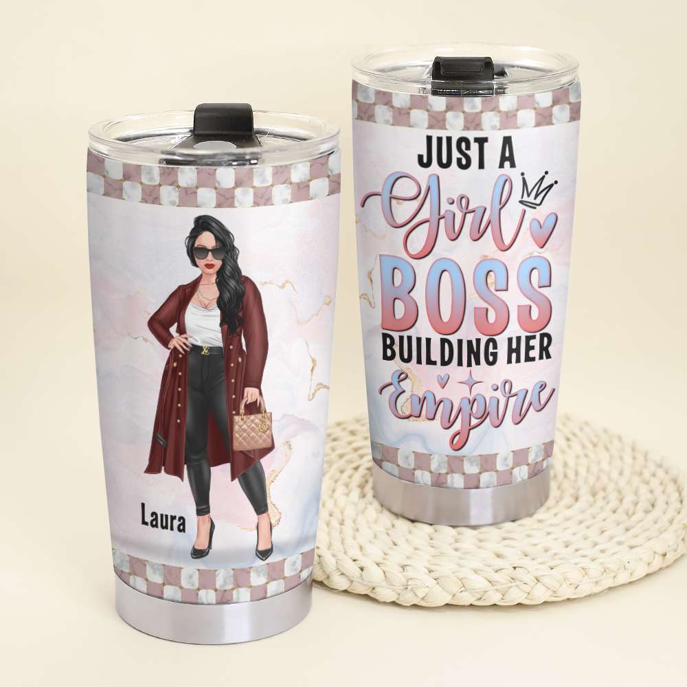 Just A Girl Boss Building Her Empire, Personalized Tumbler for the Boss Girl - Tumbler Cup - GoDuckee