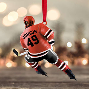 Back Ice Hockey Player - Personalized Christmas Ornament - Gift For Ice Hockey Lovers - Ornament - GoDuckee