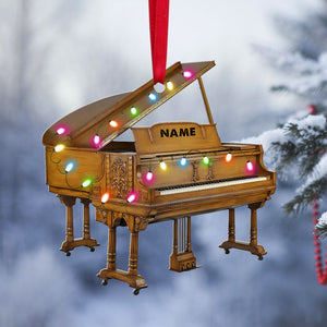 Piano with Christmas Light Personalized Christmas Ornament - Ornament - GoDuckee