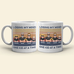 Dad Losing My Mind One Kid At A Time, Personalized White Mug, Funny Dad Gifts - Coffee Mug - GoDuckee