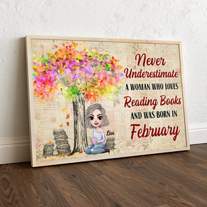 Personalized Reading Girl Poster - Never Underestimate A Woman Who Loves Reading Books - Watercolor Background - Poster & Canvas - GoDuckee