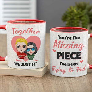 Together We Just Fit - You Are My Missing Piece, Personalized Couple Puzzle Accent Mug - Coffee Mug - GoDuckee