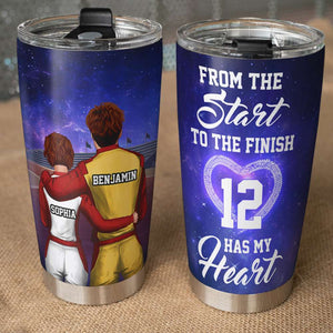 Personalized Racing Couple Tumbler Cup - From The Start to The Finish - Couple Shoulder to Shoulder - Tumbler Cup - GoDuckee