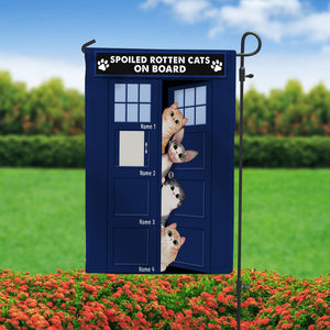 Personalized Gift For Cat Lover, Spoiled Rotten Cats On Board Custom Flag - Flag - GoDuckee