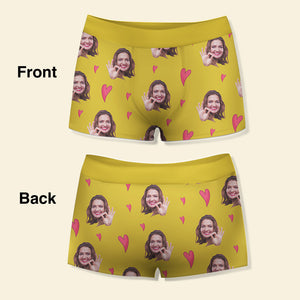 Custom Photo Men Boxer Briefs Yellow Heart - Boxer Briefs - GoDuckee