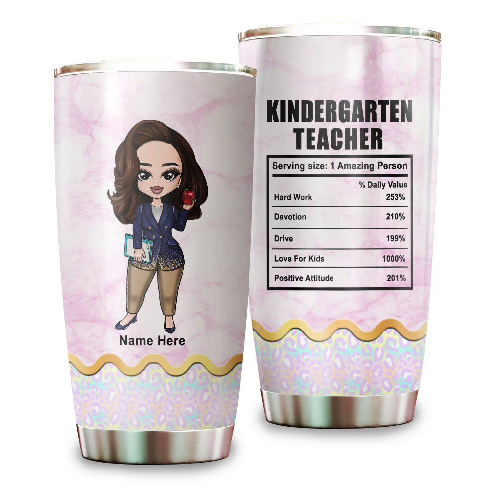 Personalized Teacher Tumbler - Teacher Nutrition Facts - Tumbler Cup - GoDuckee