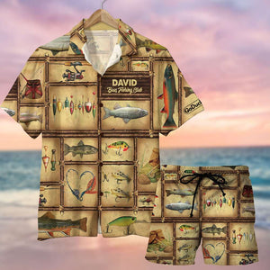 Hawaiian Shirt & Men Beach Shorts - Custom Name - Fishing Colorful Fish - Hawaiian Shirts - GoDuckee