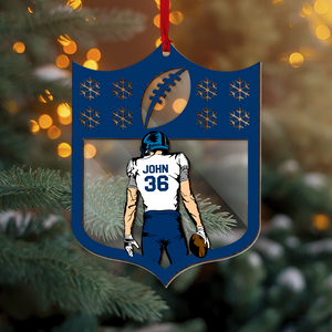 American Football Player Pose Personalized 2 Layered Mix Ornament - Ornament - GoDuckee