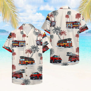 Firefighter Hawaiian Shirt - Fire Truck Pattern - Hawaiian Shirts - GoDuckee