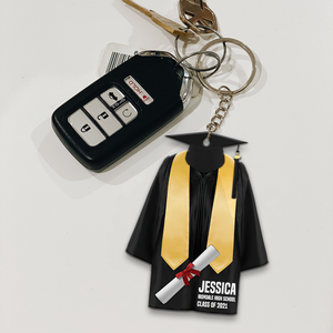 Graduation Gown, Personalized Keychain, Graduation Gift - Keychains - GoDuckee