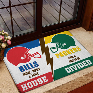 American Football Doormat - Custom Helmet Team - House vs Divided On Game Days - Doormat - GoDuckee