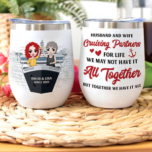 Personalized Cruising Couple Wine Tumbler - Husband And Wife, Cruising Partners For Life - Wine Tumbler - GoDuckee