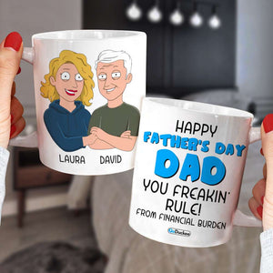 Happy Father's Day Dad You Freakin' Rule - Personalized White Mug - Gift for Dad - Family Guys - Coffee Mug - GoDuckee