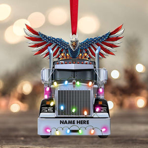 Truck with American Eagle - Personalized Christmas Ornament - Gift For Trucker - Ornament - GoDuckee
