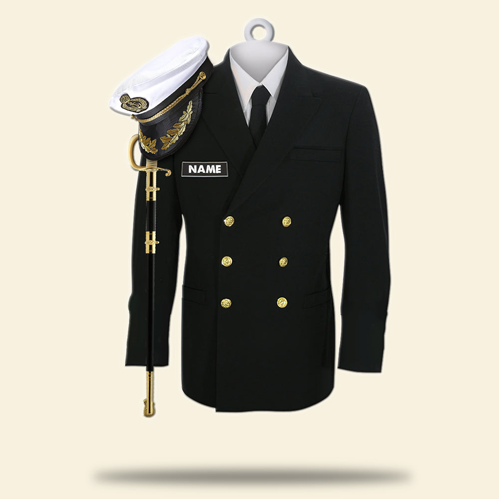 Navy Uniform With Custom Name - Personalized Christmas Ornament - Ornament - GoDuckee