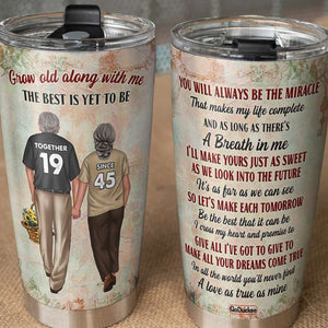 Personalized Old Couple Tumbler - Grow Old Along With Me The Best Is Yet To Be - Tumbler Cup - GoDuckee