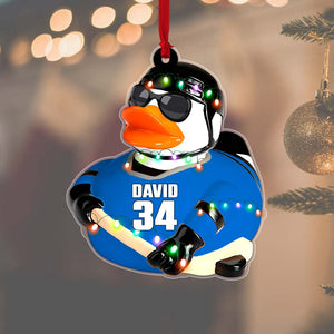 Hockey Rubber Duck - Hockey Player, Personalized Acrylic Ornament - Ornament - GoDuckee