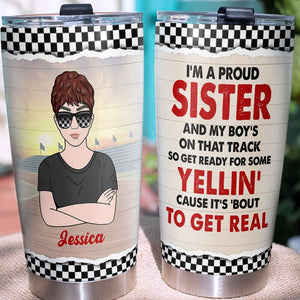 Personalized Racing Mama Tumbler - Get ready for some yellin' cause it's 'bout to get real - Tumbler Cup - GoDuckee