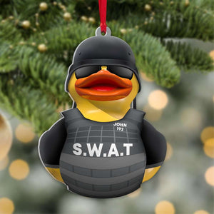 Police Duck, Personalized Duck Acrylic Ornament - Ornament - GoDuckee