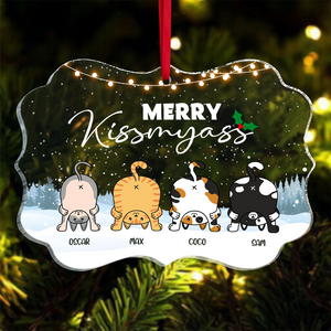 Merry Kissmyass Personalized Christmas Cat Ornament, Gift For Cat Lovers - Ornament - GoDuckee