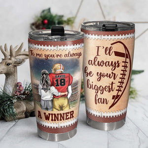 I'll Always Be Your Biggest Fan Personalized Football Couple, Gift For Couple - Tumbler Cup - GoDuckee