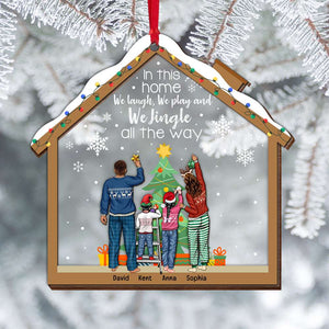 Christmas Family We Jingle All The Way, Personalized 2 Layered Mix Ornament - Ornament - GoDuckee