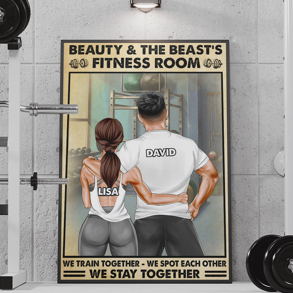 Beauty & The Beast's Fitness Room, Train Together - Personalized Poster & Canvas Prints - Vintage Gym Couple GYM2104 - Poster & Canvas - GoDuckee