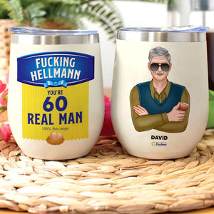Drinking Old Man - Personalized Birthyear Wine Tumbler - Fuckking Hellmann, You're Real Man - Wine Tumbler - GoDuckee