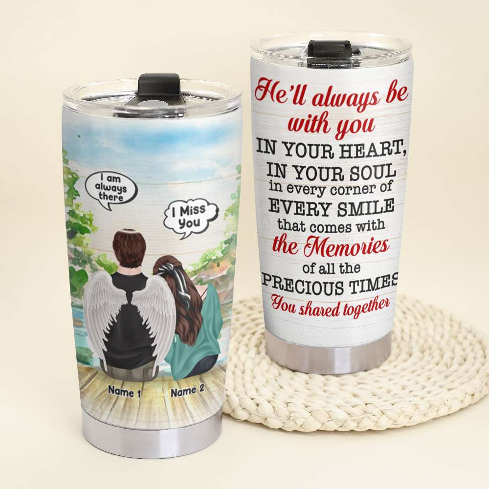 Memories Of Husband/Him in Heaven - Personalized Tumbler - I Miss You and Always There - Tumbler Cup - GoDuckee