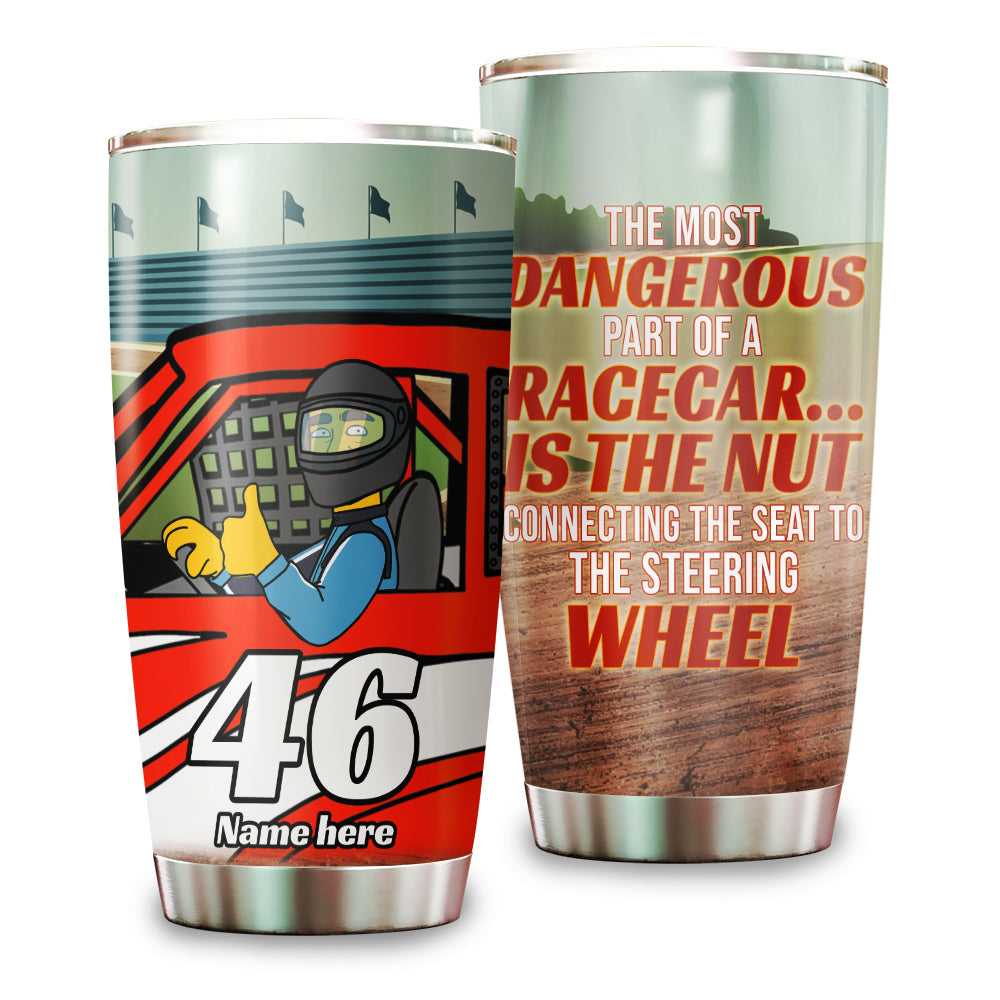 Simpsonalized Stock Car Racing Tumbler - The Most Dangerous Part Of A Car Is The Nut - Tumbler Cup - GoDuckee