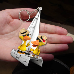 Catamaran Duck - Personalized Duck Couple Keychain - Keychains - GoDuckee