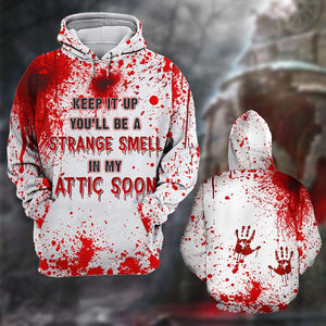 Blood Splatter Shirts - You'll Be A Strange Smell In My Attic Soon - AOP Products - GoDuckee