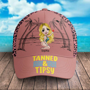 Beach Friends Tanned And Tipsy, Personalized Bikini Girl Classic Cap, Gift for Besties - Classic Cap - GoDuckee