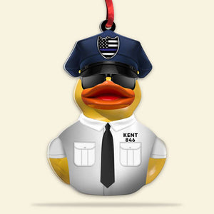 Police Duck, Personalized Duck Acrylic Ornament - Ornament - GoDuckee