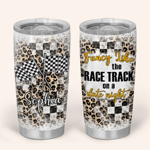 Personalized Checkered Racing Tumbler - For Racing Girl Fancy like the race track on a date night - Tumbler Cup - GoDuckee