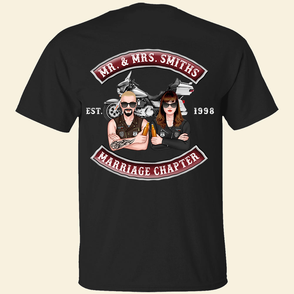 Personalized Biker Couple Shirts - Marriage Chapter - Shirts - GoDuckee
