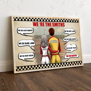 Personalized Racing Couple Poster - We Do Dirt Track We Do Racing - Checkered Pattern - Poster & Canvas - GoDuckee