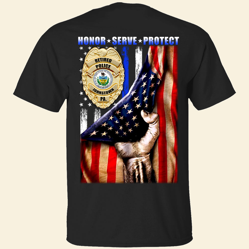 Police Honor Serve Protect - Personalized Shirts - Gift for Police - Flag with Custom State Seal - Shirts - GoDuckee