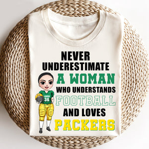 Never Underestimate A Woman Who Understands Football - Personalized Shirts - Gift for Fans - Female American Football Player - Shirts - GoDuckee