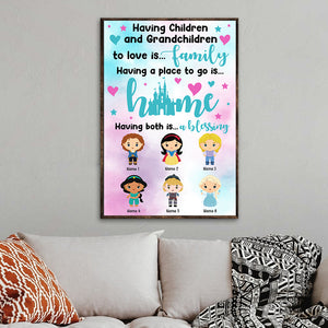Personalized Grandma Poster - Home Blessing - Custom Cartoon Prince Princess - Poster & Canvas - GoDuckee