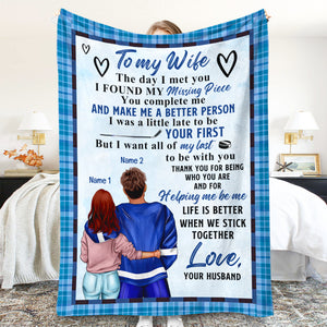 Personalized Hockey Couple Blanket - Life Is Better When We Stick Together - Blanket - GoDuckee