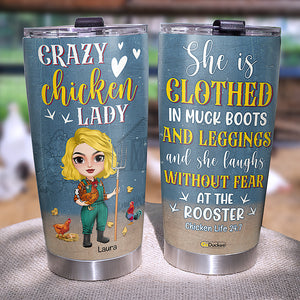 Chicken Lady She Is Clothed In Muck Boots and Leggings, Personalized Tumbler, Gifts for Farmer Girls - Tumbler Cup - GoDuckee