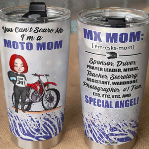 Personalized Motocross Mom Tumbler - You Can't Scare Me I'M A Moto Mom - Tumbler Cup - GoDuckee