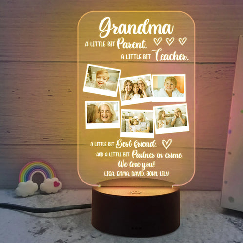 Grandma Alittle Bit Of Parent A Little Bit Teacher We Love You Personalized Led Night Light - Led Night Light - GoDuckee