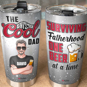 Beer The Cool Dad Surviving Fatherhood, Personalized Tumbler, Gifts for Dad, Grandpa, Man Into Beer - Tumbler Cup - GoDuckee