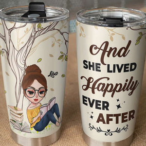 Book And She Lived Happily Ever After Personalized Tumbler - Tumbler Cup - GoDuckee