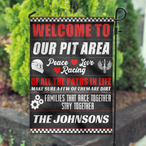 Personalized Gifts Ideas For Racing Lovers, Welcome To Our Pit Area Custom Flag - Flag - GoDuckee