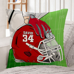 American Football Helmet and Gloves - Personalized Pillow - Gift for American Football Players - Pillow - GoDuckee