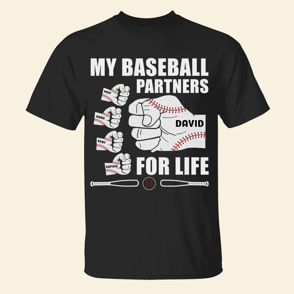My Baseball Partners for Life, Personalized Shirts, Father's Day Gifts for Dads, Fist Thumb Dad and Kids - Shirts - GoDuckee